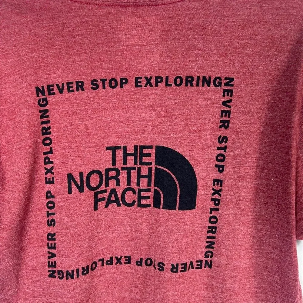 The North Face Shirt Mens Large Red Heather Never Stop Exploring Graphic Tee